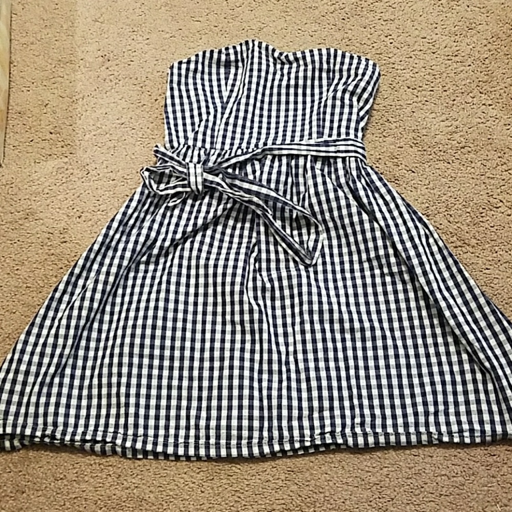 Strapless plaid dress